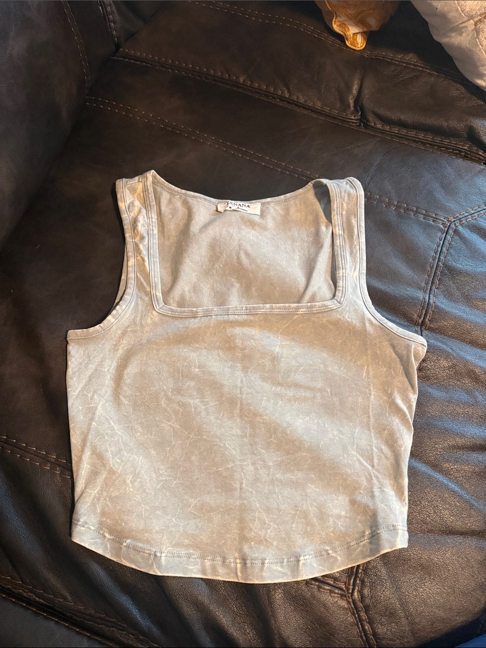 Zenana Outfitters Washed Light Beige Square Neck Tank